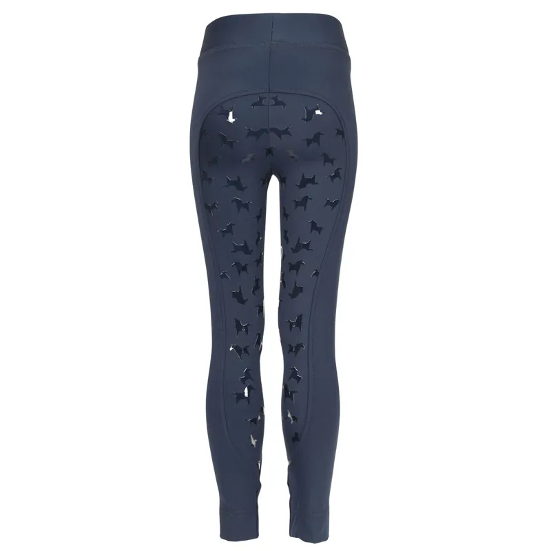 Tikaboo Full Grip Junior Girls Riding Tights - Navy-1