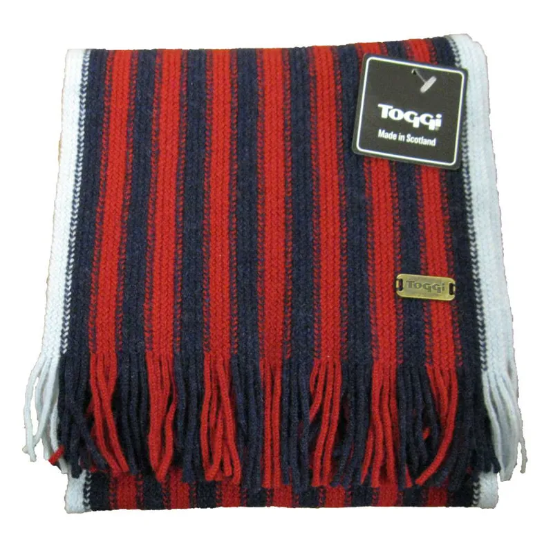 Toggi Ashby Unisex Striped Scarf - Navy/Red