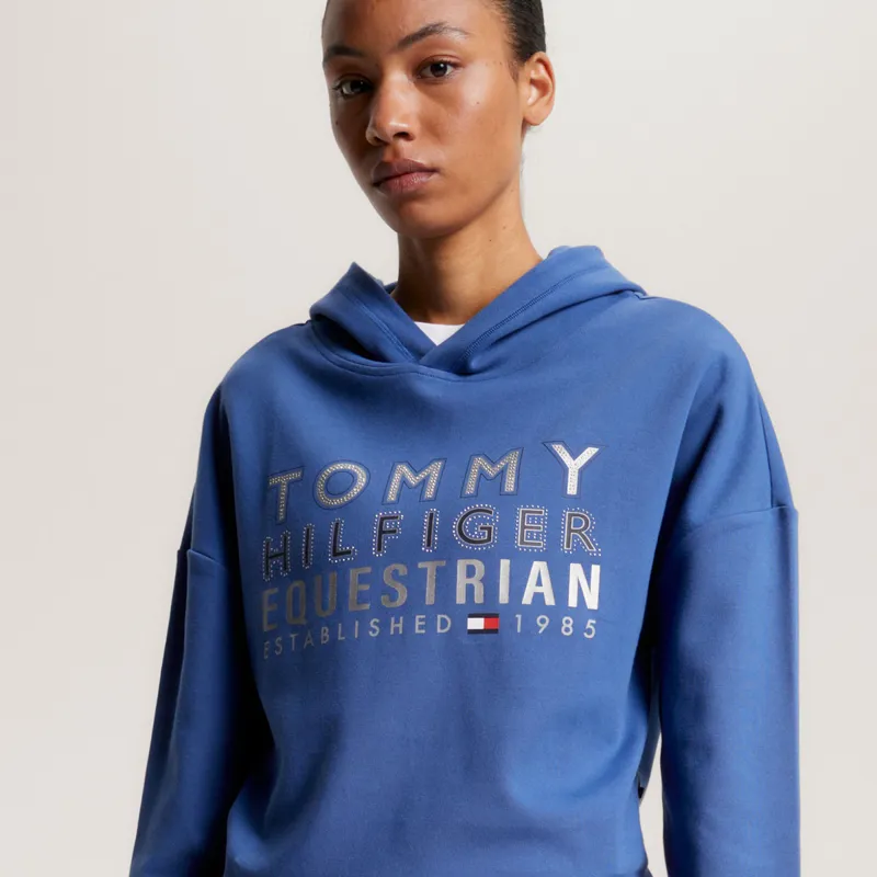 Tommy Hilfiger Paris Studded Logo Ladies Hoodie Indigo Blue