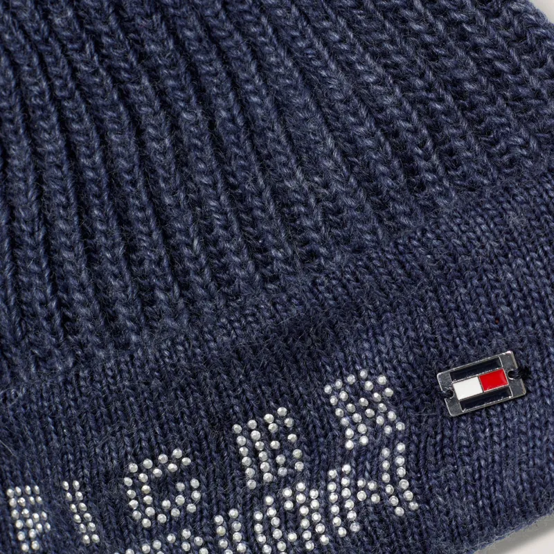 Tommy Hilfiger Rib-Knit Pom Beanie Bobble Hat - Indigo Blue -3