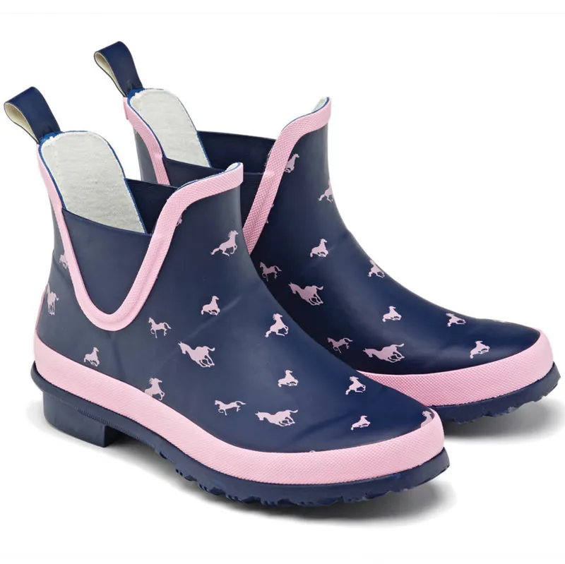 Tottie Ladies Short Wellies - Navy/Pink