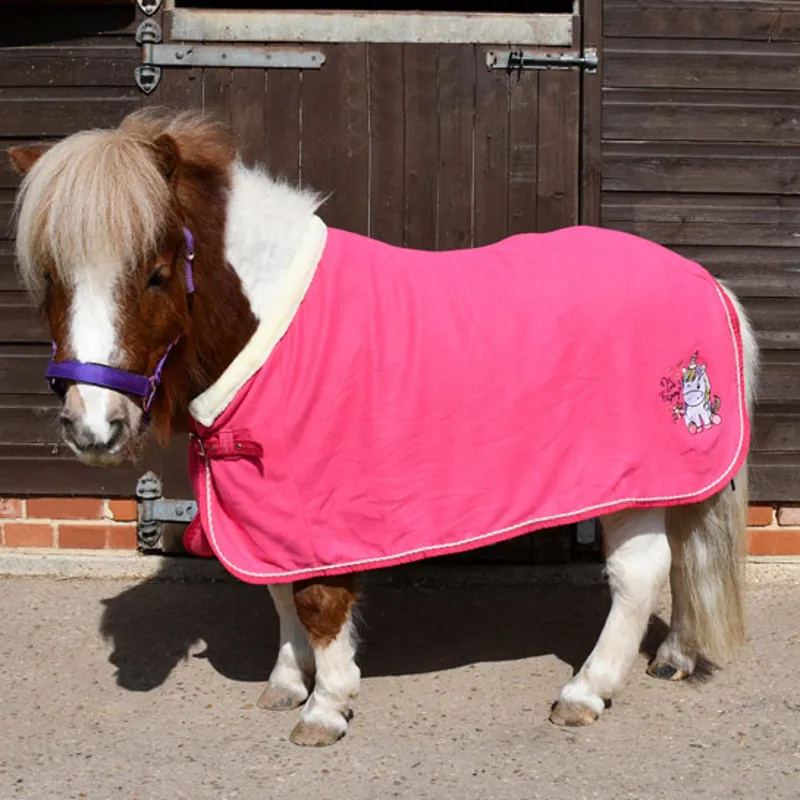 Rhinegold Unicorn Embroidered Fleece Pony Rug - Pink
