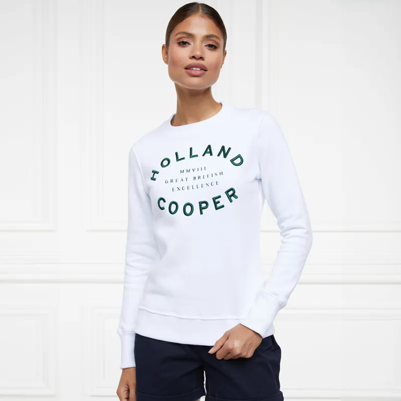 Holland Cooper Varsity Ladies Crew Pullover - White