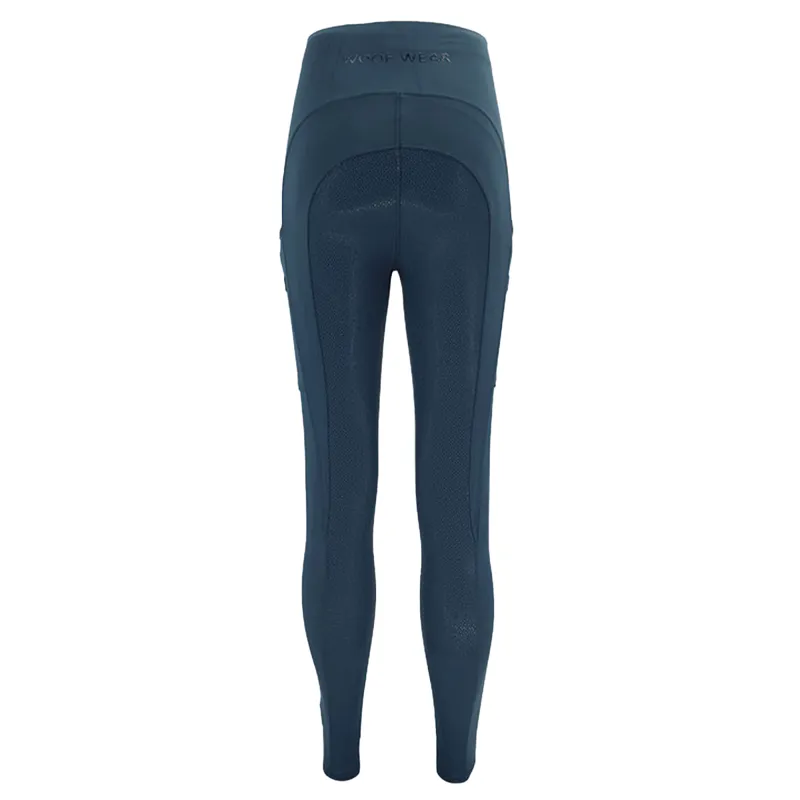 Woof Wear Original Full Grip Ladies Riding Tights - Petrol Blue-2