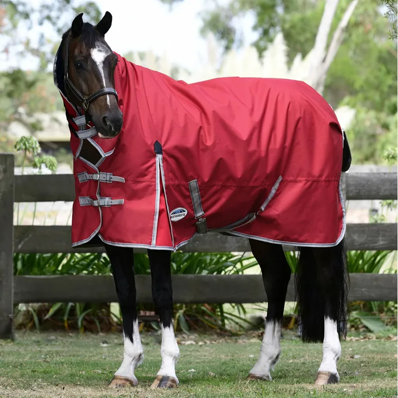 WeatherBeeta ComFiTec Classic 50g Combo Neck Turnout Rug - Red/Silver