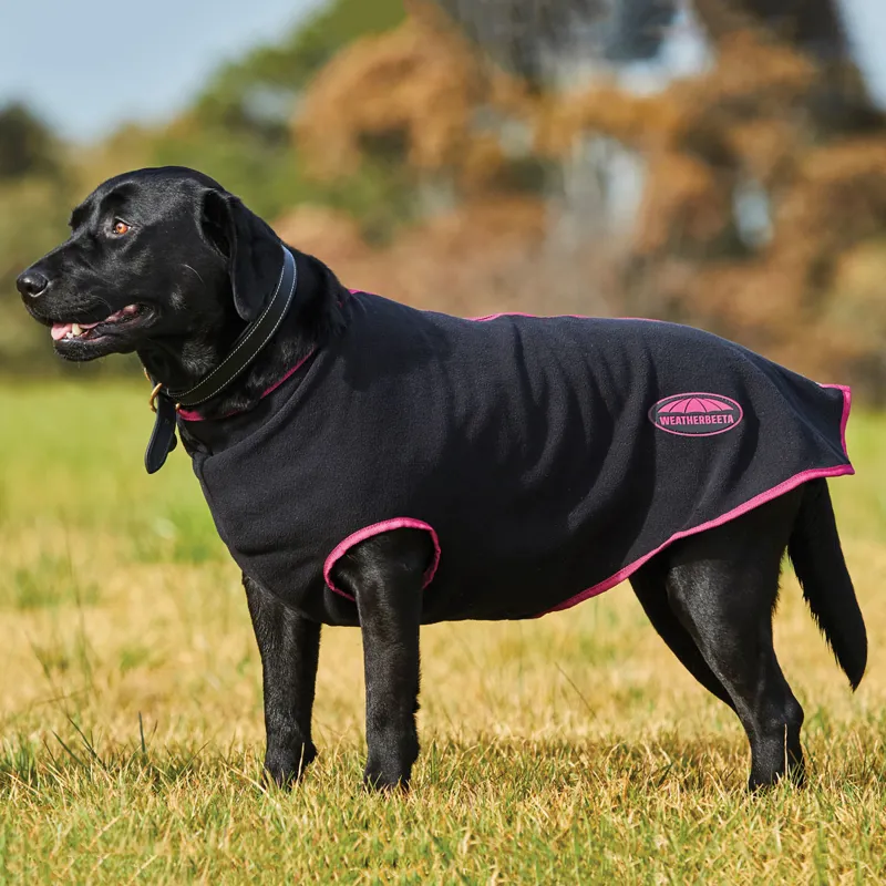 WeatherBeeta Fleece Dog Coat with Zip Black/Boysenberry