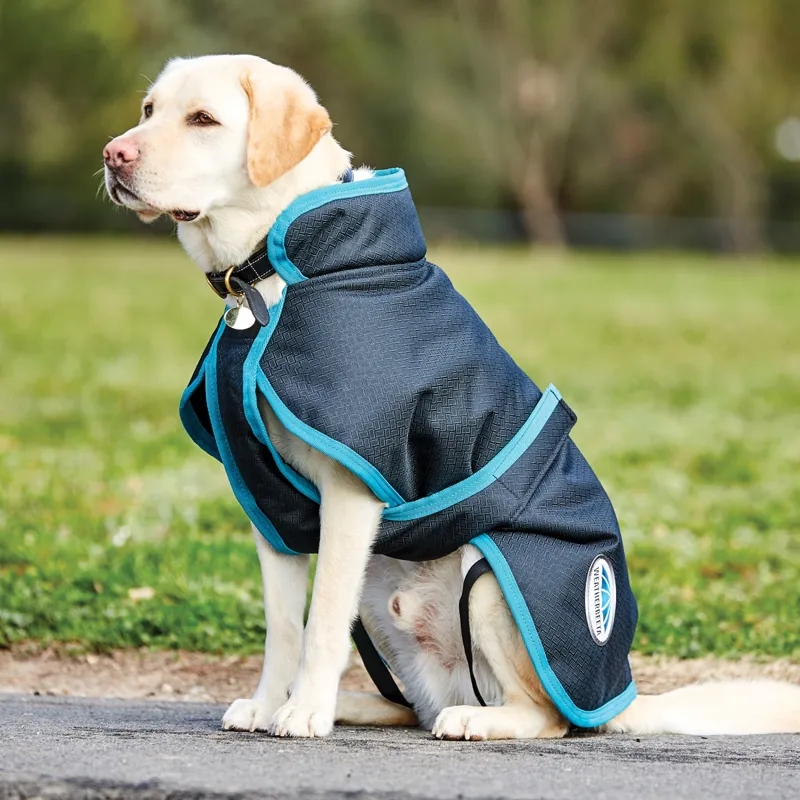 WeatherBeeta Parka 1200D Deluxe Dog Coat Black/Turquoise