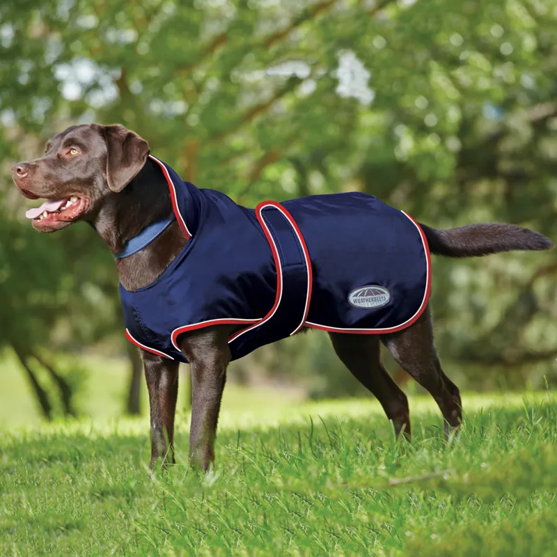 WeatherBeeta Windbreaker 420D Deluxe Dog Coat Navy Red White