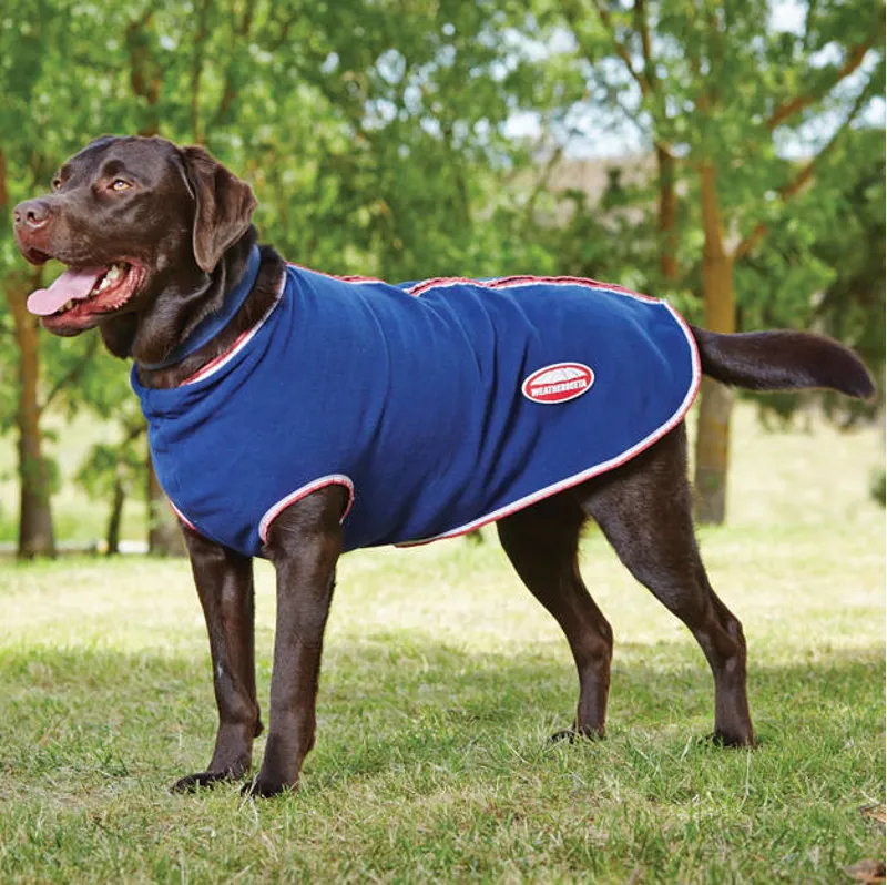 WeatherBeeta Fleece Dog Coat with Zip Navy/Red/White