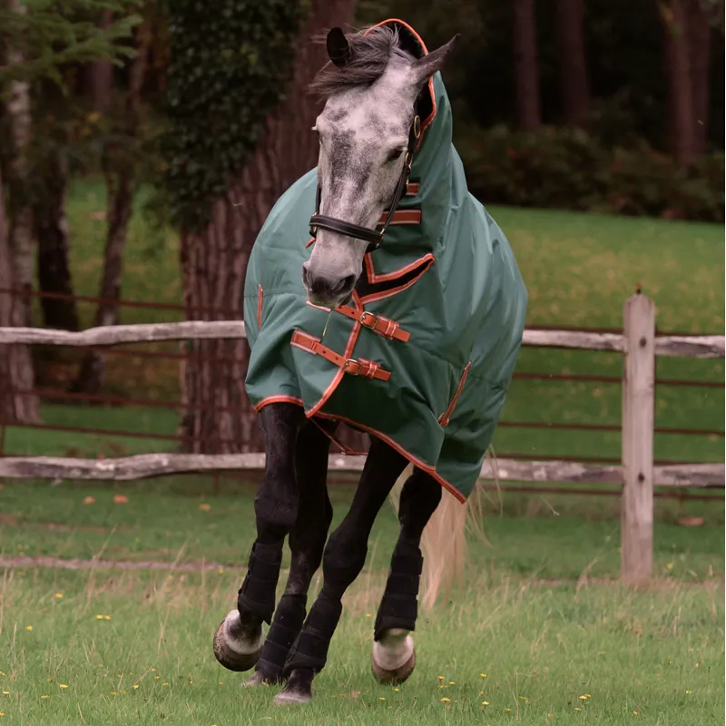 WeatherBeeta ComFiTec Tyro 200g Combo Neck Turnout Rug - Green - 5ft6-1