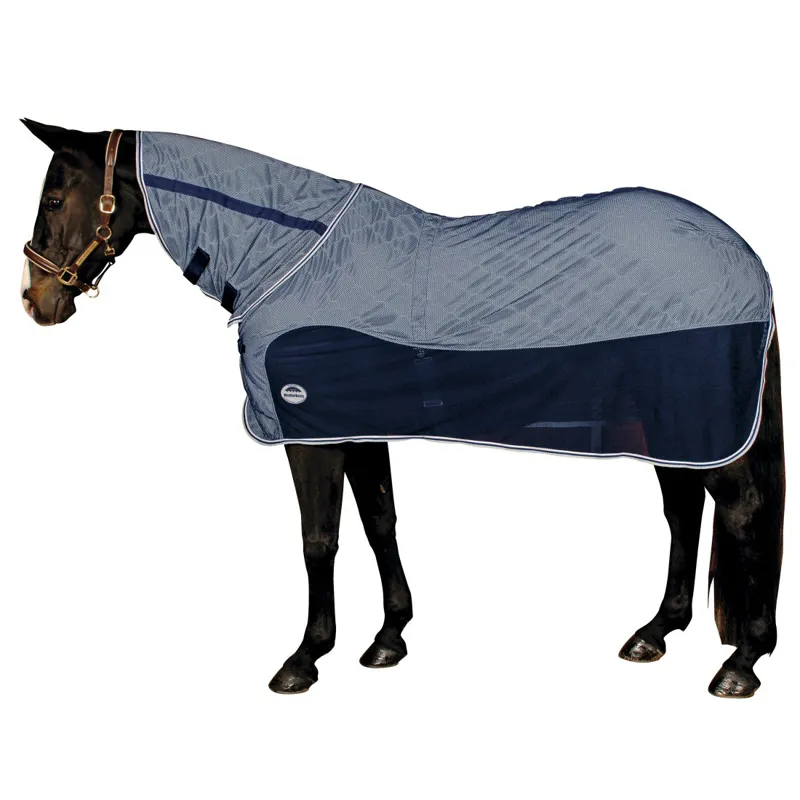Weatherbeeta Wick-Dri Fixed Neck Combo Mesh Cooler Rug - Navy/Silver