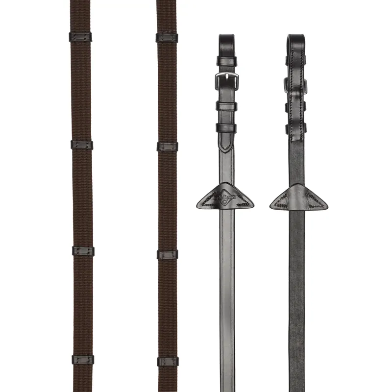 LeMieux Webbed Continental Reins - Brown/ Silver