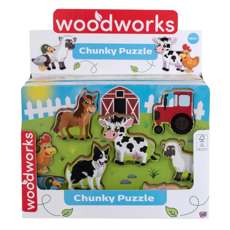 Woodworks Chunky Puzzle Junior Play Set - Farm