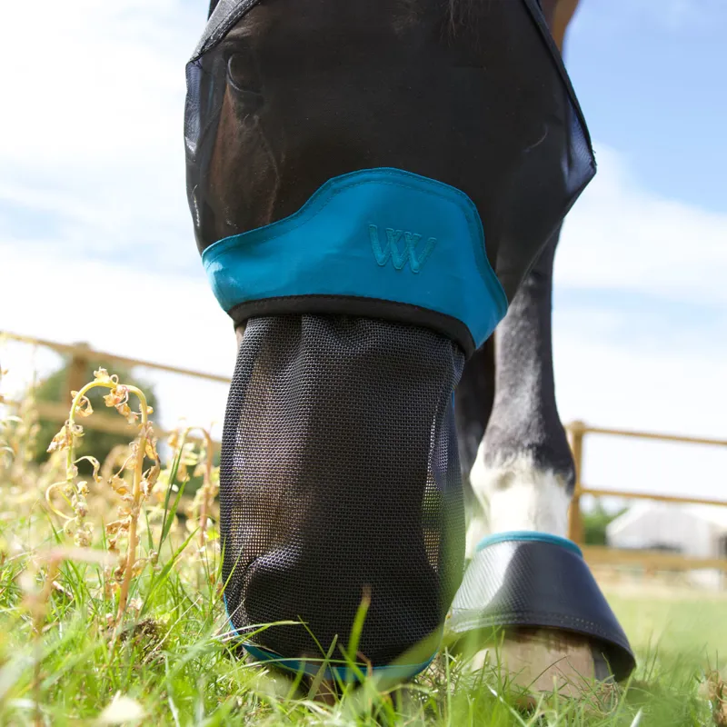 Woof Wear UV Fly Mask Nose Protector - Black/Turquoise