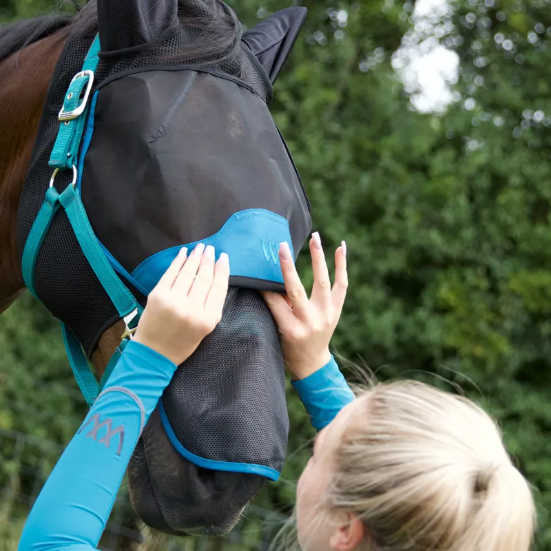 Woof Wear UV Fly Mask Nose Protector - Black/Turquoise-2