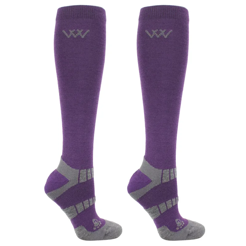 Woof Wear Winter Riding Socks 2 Pack Damson/Grey