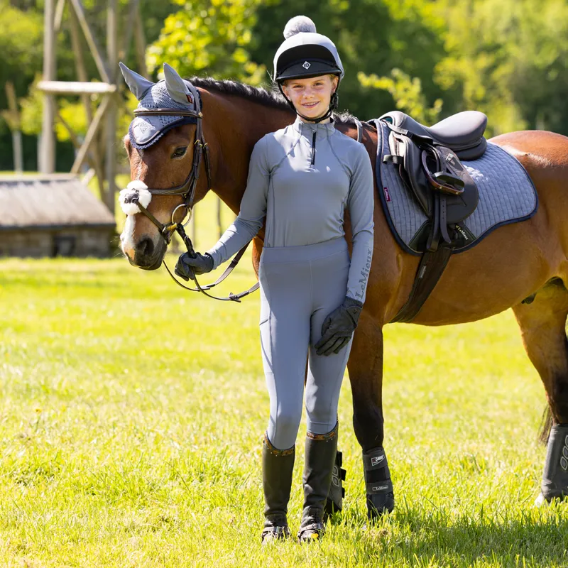 LeMieux Young Rider Full Grip Junior Pull On Riding Tights - Jay Blue-2