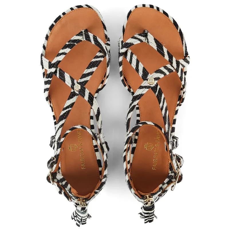 Fairfax and Favor Brancaster Ladies Sandals - Zebra Haircalf