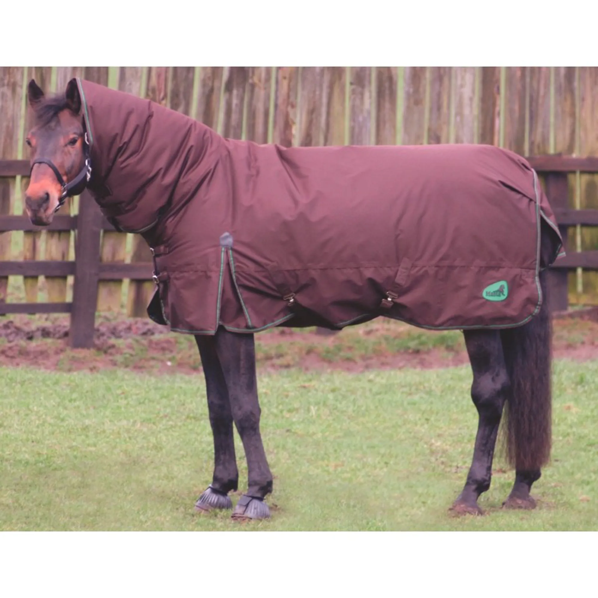 Masta Zing Heavy 450g Fixed Neck Combo Turnout Rug - Chocolate